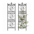 Decorative Metal Garden Trellis for Climbing Plants, Heavy-Duty Powder-Coated Iron Plant Support Panel, Black