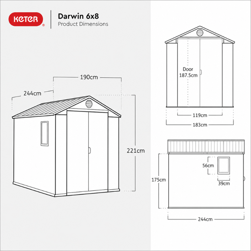 6x8 Outdoor Garden Storage Shed with Double Doors, Floor & Ventilation