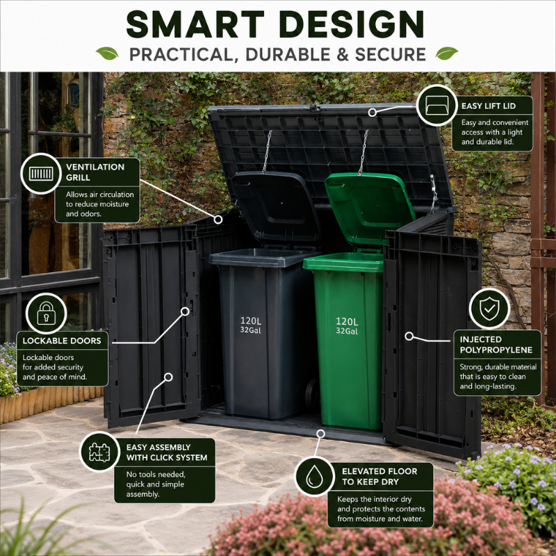 Keter Store-It-Out Nova 880L Outdoor Storage Shed | Dark Grey | Lockable Resin Bin Store