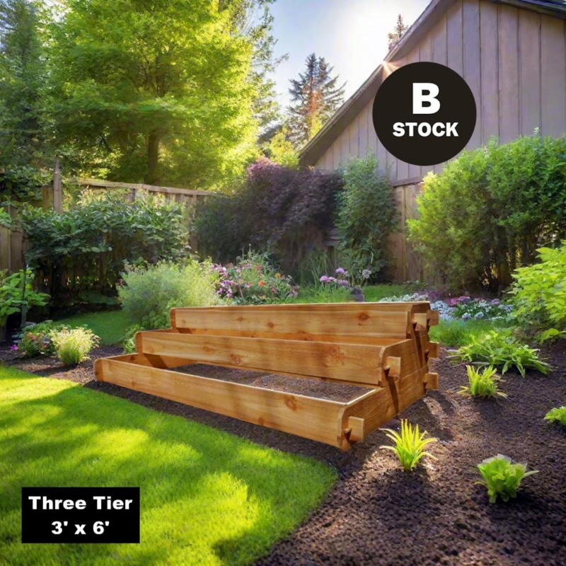 B-Stock Cedar Raised Garden Bed Kit, Large 3-Tier Outdoor Planter, Stackable Cedar Garden Bed 36 x 72 Inch