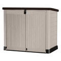 1200L Outdoor Garden Storage Shed with Floor, Lockable Resin Storage Box for Garden Tools, Equipment and Two 240L Bins, Beige/Brown