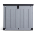 1200L Outdoor Resin Storage Shed with Floor, Lockable Garden Storage for Tools, Equipment and Two 240L Bins, Grey