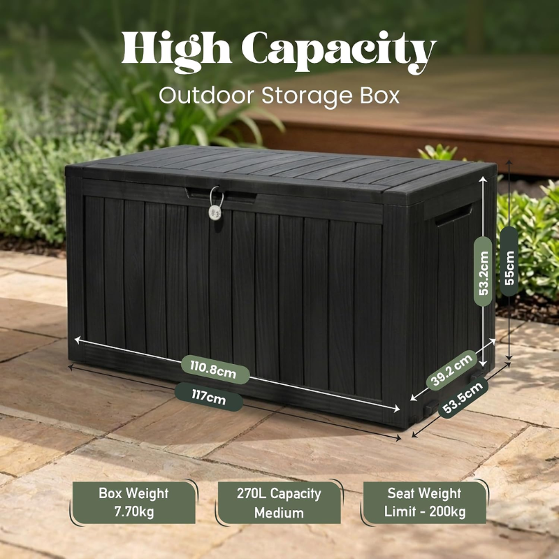 Olsen & Smith 270L Outdoor Storage Box &amp; Bench