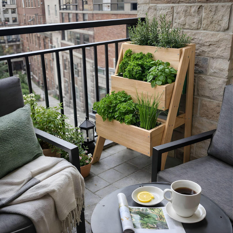 3 Tier Cedar Vertical Raised Garden Bed, Wooden Planter Stand for Herbs, Vegetables, Flowers and Succulents
