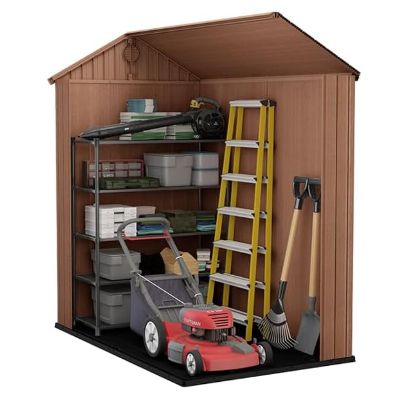 4x6 Outdoor Garden Storage Shed with Lockable Door & Heavy-Duty Floor