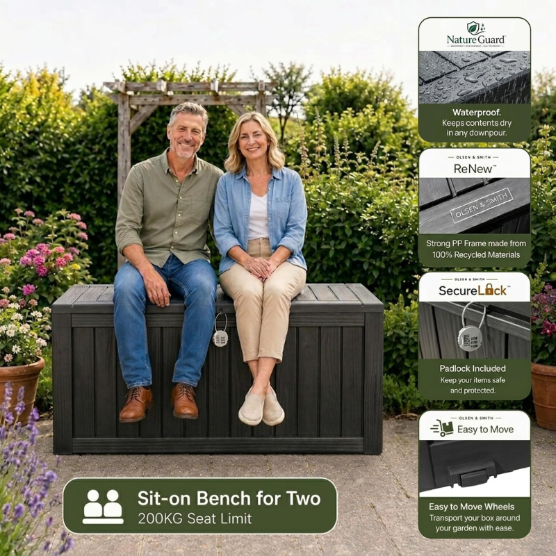 Olsen & Smith 270L Outdoor Storage Box &amp; Bench