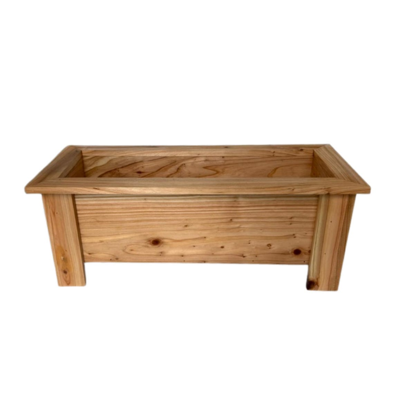 Handmade Cedar Wood Rectangle Planter Box, Outdoor Wooden Flower and Herb Planter for Garden, Patio and Balcony