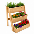 3 Tier Cedar Vertical Raised Garden Bed, Wooden Planter Stand for Herbs, Vegetables, Flowers and Succulents