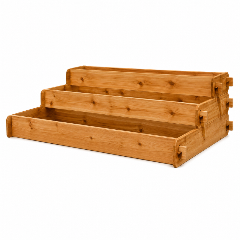 B-Stock Cedar Raised Garden Bed Kit, Large 3-Tier Outdoor Planter, Stackable Cedar Garden Bed 36 x 72 Inch
