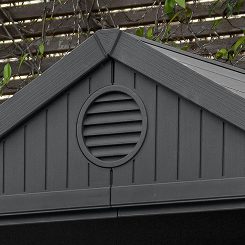 4 x 4 Ft Outdoor Resin Storage Shed with Floor, Weather-Resistant Garden Tool Storage, Grey