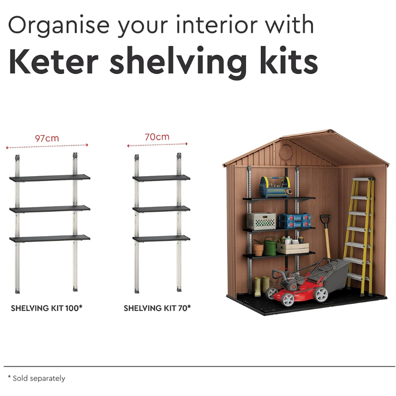 Keter Darwin 6 x 4 FT Outdoor Storage Shed | Brown Evotech Resin | Double Door