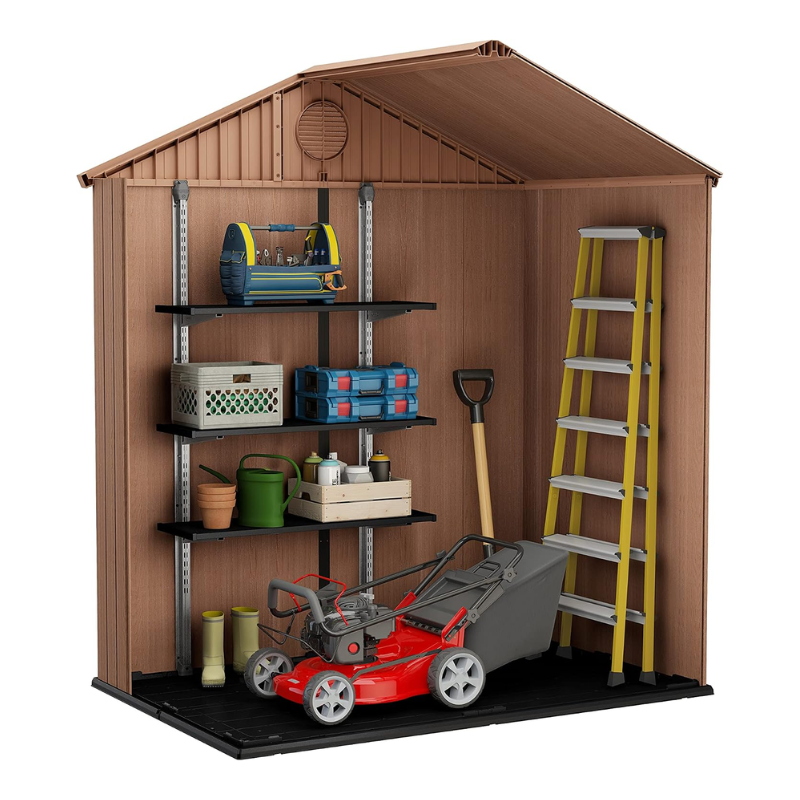 Keter Darwin 6 x 4 FT Outdoor Storage Shed | Brown Evotech Resin | Double Door