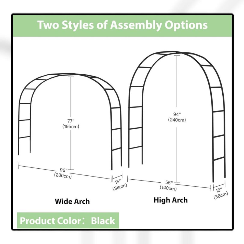 7.8FT Metal Garden Arch Trellis for Climbing Plants, Outdoor Arbor Arch Frame for Weddings, Garden Vines and Floral Decorations