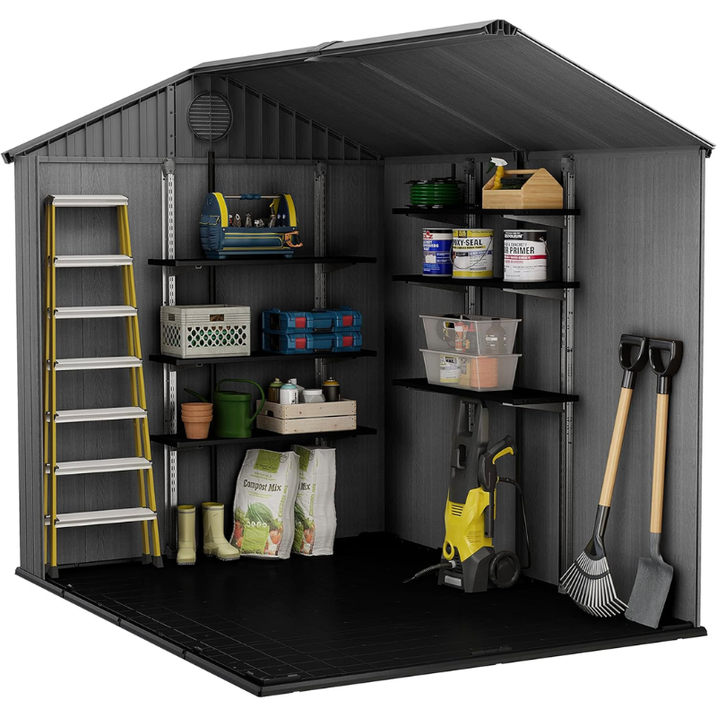 6x8 Outdoor Garden Storage Shed with Double Doors, Floor & Ventilation