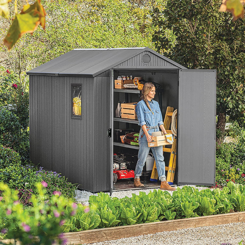 6x8 Outdoor Garden Storage Shed with Double Doors, Floor & Ventilation